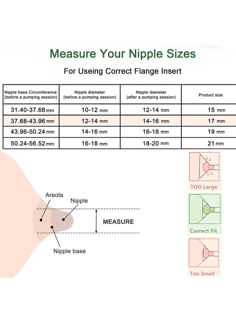 JOUDIYA 5PCS Flange Inserts 13/15/17/19/21mm for Medela, Spectra 24mm Shields/Flanges, Willow Cups, Compatible With S9/S10/S12 Wearable Breast Pump, Reduce Tunnel Down to Correct Size - Image 3